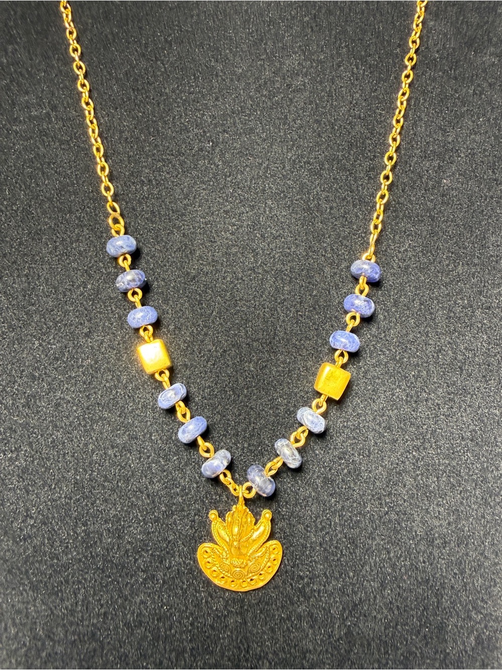 L.A.Cano Lapis Lazzulli and Gold-Tone Necklace